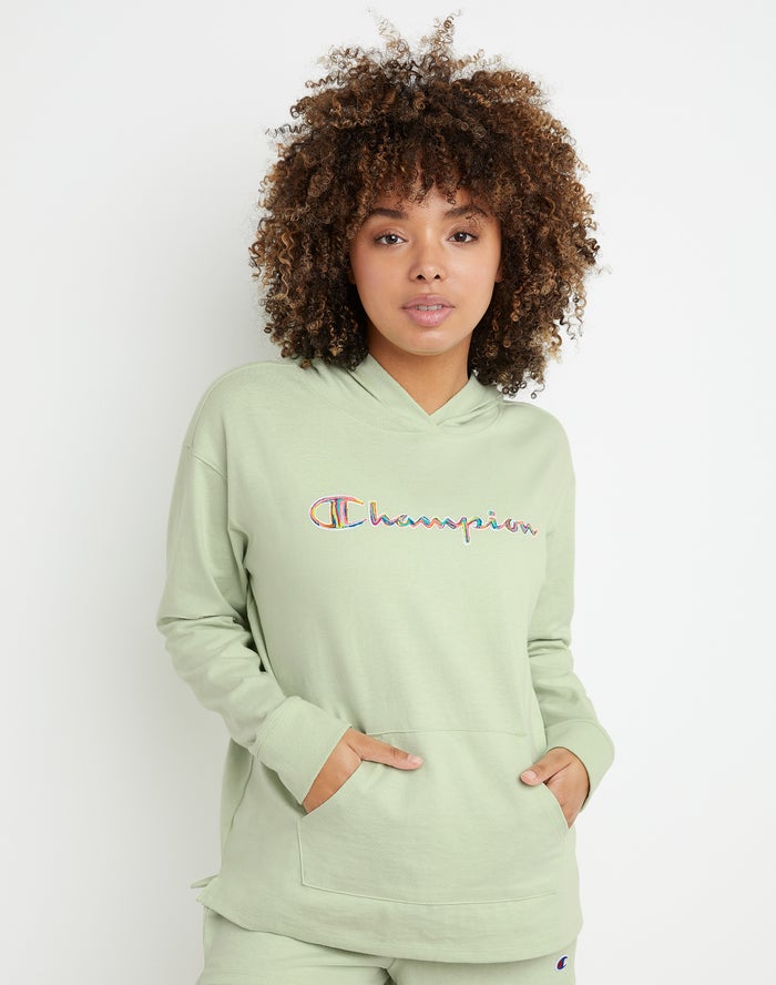 Champion Hoodie Dames - LichtGroen - Middleweight Brush Stroke Script Logo ( 158930-CQY )